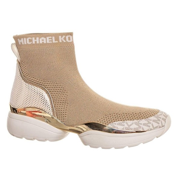 Michael Kors Robbie Stretch Knit MK Logo Bootie Boot Sneaker Khaki 6.5/7 Nib$245 - Picture 2 of 9